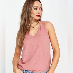 Madewell Whisper Cotton V-Neck Tank Pink Peachy Coral Size Extra Small (XS)
